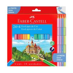 Lápices De Colores Faber Castell X 24 Largos + 4 Pastel