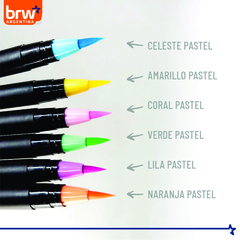 Marcador Evoke Brush Pen 6 Colores Pastel - tienda online