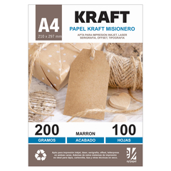 Kraft A4 Misionero de 200 grs. paquete x 100 hjs