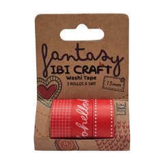 Washi Tape Red 15 Mm X 5 Mts X 3 Unidades