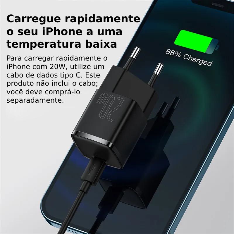 Cabo Usb-c Tipo C 20w Para iPhone 8 X 11 12 2 Metros Baseus Cor Cinza