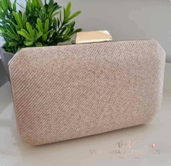 Clutch de Linho Areia com Corrente Dourada Ct026