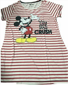 Camisola Adulto Plus Size Listrada Mickey