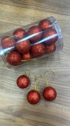 16 Bolas de Natal vermelha com gliter na internet