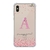 Capa para iPhone Xs Personalizada Amor Chuva de Corações com Inicial Transparente