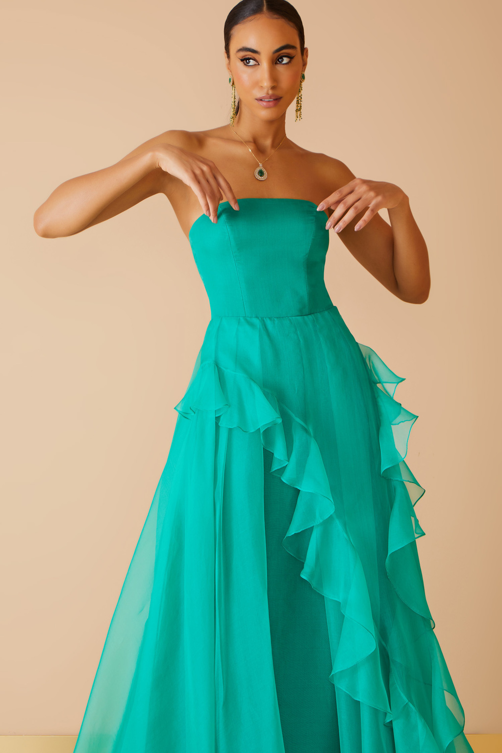 Vestido longo hot sale organza