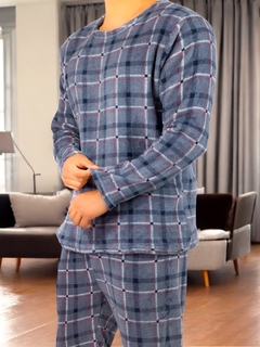 Pijama De Hombre Afelpada de Pantalón y Sudadera Tela Polar Fleece Suave y Ligera