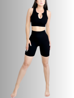 Conjunto Short Y Top Con Copas Mujer Stretch Fit Push Up