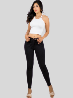 Blusa crop top de mujer acanalada con tirantes en internet