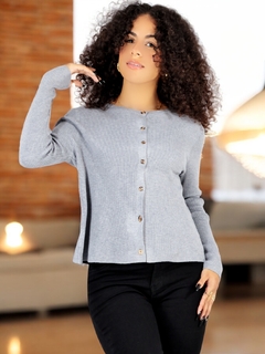 Imagen de Suéter de Mujer Manga Larga Acanalado, Sweater de Punto con Botones Elegante y Casual