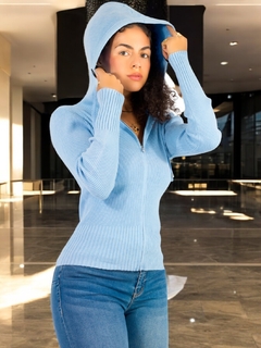 Suéter Casual Mujer Cárdigan De Manga Larga Cuello Cierre y Capucha Sweater - comprar en línea