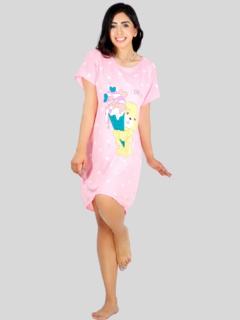 Vestido de dormir con estampado Camisón de hombros caídos Sleep Wear Oversized