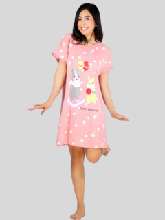 Vestido de dormir con estampado Camisón de hombros caídos Sleep Wear Oversized