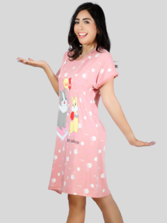 Vestido de dormir con estampado Camisón de hombros caídos Sleep Wear Oversized - comprar en línea