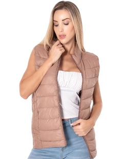 Chaleco Ligero Para Dama, Acolchonado Cuello alto, Ligero, Con Cremallera, Chaleco Basico Puffer Acolchado Para Dama - comprar en línea