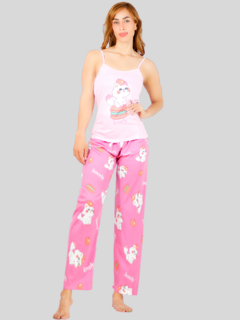 SET PIJAMA DE MUJER DE PANTALON Y BLUSA ESTAMPADO - comprar en línea