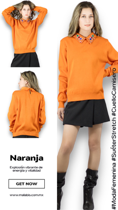 Imagen de Suéter De Mujer Cuello Camisero Sweater De Dama con Decorado