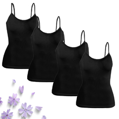 Pack de 4 Blusa Mujer Tirantes Casual Blusa Negra Crop Top Dama