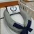 Ninho Redutor Moisés para Bebê Personalizado Tricot Haran Cinza com Azul Marinho - Bebê Enxovais