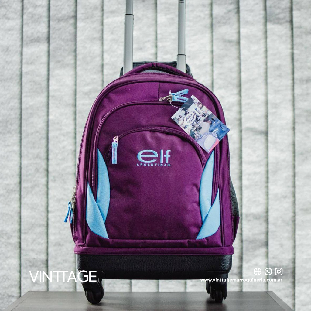 MOCHILA CON CARRO ELF VIOLETA Vinttage Marroquineria