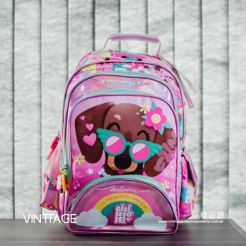 MOCHILA CHIMOLA PERRITO CON LENTES
