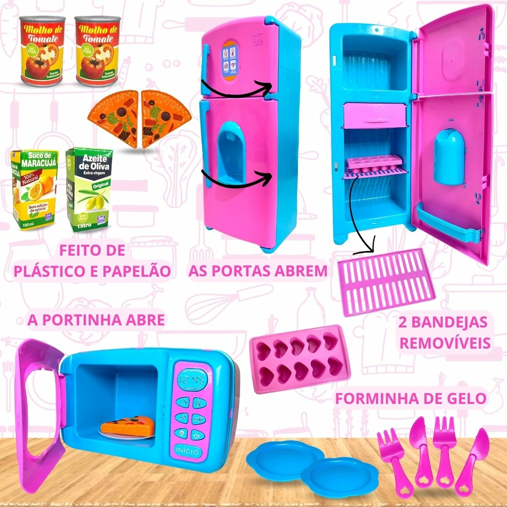 Kit Mini Brinquedo Cozinha Fogão E Microondas