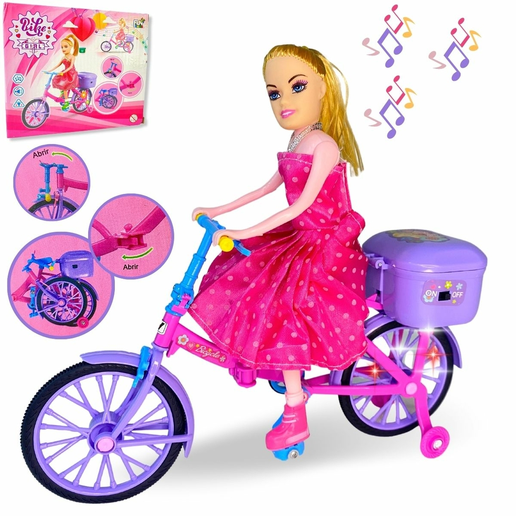 Boneca com Bicicleta: Luz e Música para Uma Diversão Inesquecível!