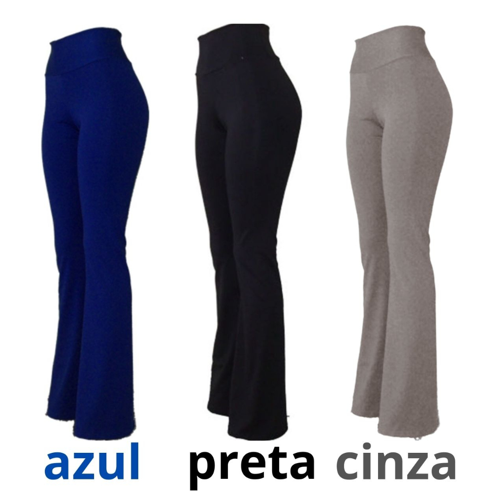 Kit 2 Calça Academia Bailarina Fitness Legging Flare Basica Plus