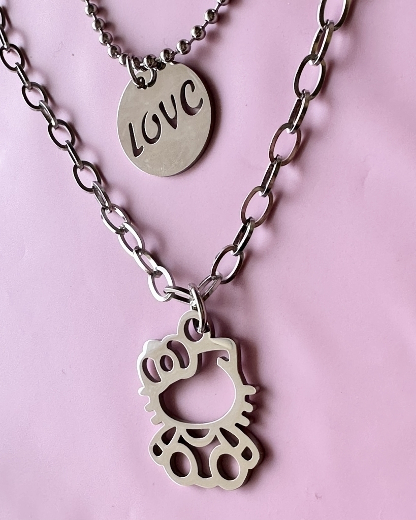 Collar HELLO KITTY doble importado Seven Flow Joyas