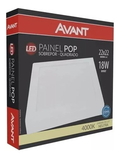 Kit 7 Painel Led 18w 22x22 Quad Branco 4000k Sobrepor Avant - comprar online