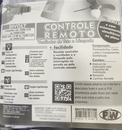 Controle Remoto para Ventilador Teto Com Placa 4X2 Bivol PW - Lojas Mundo do Led