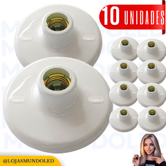 Kit 10 Plafonier Plafon Branco 100w E27 Bocal Porcelana