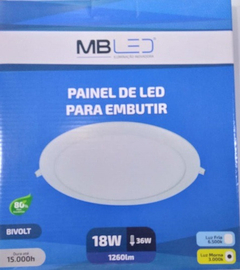 Painel Led Embutir Redonda 18w 3000k Biv Mb - comprar online