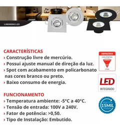 Kit 10 Spot Led Quadrado Preto 5w Embutir 6500k Avant - comprar online