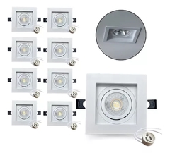 Kit 10 Spot Quadrado Recuado Branco Com Lâmpada MR16 Led Branco Quente 3000k e Rabicho GU10 Biv - comprar online