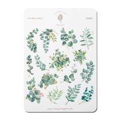 Sheet of 15 Eucalyptus Botanical Stickers Bullet Bujo, Scrapbook