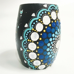 Image of Hand painted matte with black and turquoise bulb