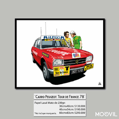 Litografía "Carro Peugeot, Tour de France 78" por Greg Illustrateur