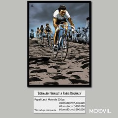 Litografía "París Roubaix 1981, Bernard Hinault" por Greg Illustrateur