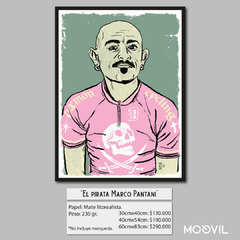 Litografía "El pirata Marco Pantani" por Daemon Cycling