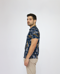 Camisa Manga Curta de Viscose Estampa Geométrica na internet