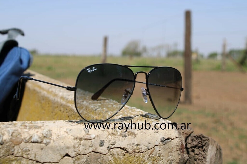 Ray Ban Aviador Marco Negro Lente Azul Degrade rayhub