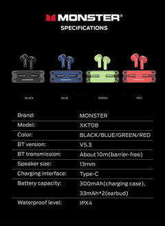 Auricular Monster XKT08 Gaming Earphone en internet