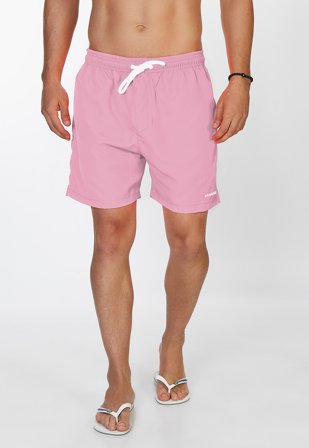 Short Tactel com Elastano Rosa Liso Masculino