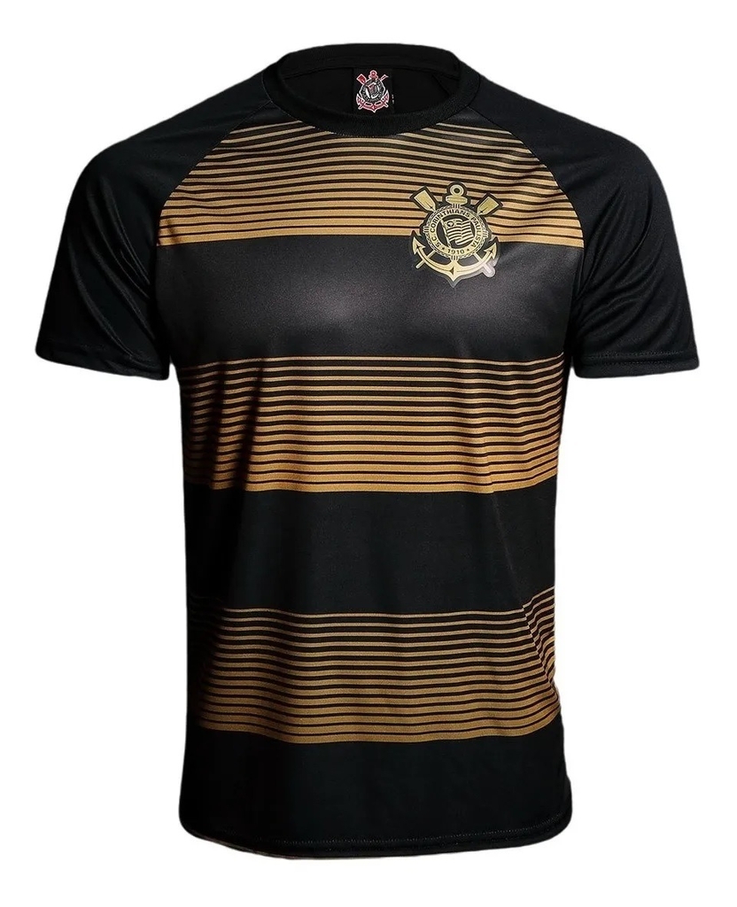 Camisa SPR Corinthians Golden Vertical Masculino - Preto e Dourado