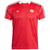 Camiseta roja de fútbol del Manchester United, modelo Terrace Icons 2025 de Adidas para hombre, con detalles en blanco y logo del club.