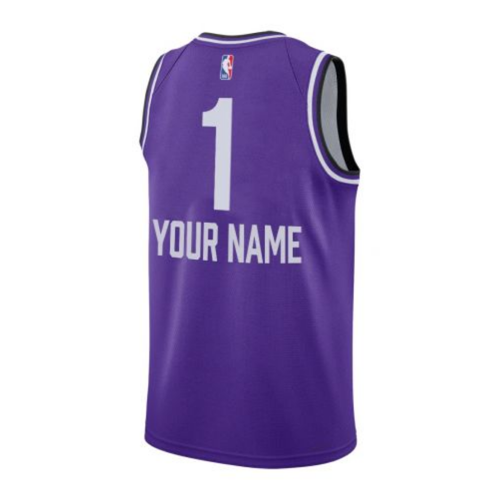 Camiseta Masculina Utah Jazz City Edition 2023 2024 Roxa e Branca