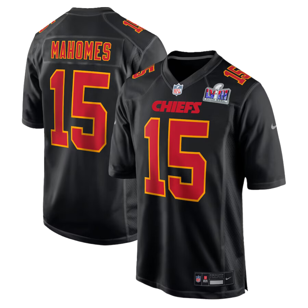 Camisa Kansas City Chiefs Patrick Mahomes Masculina NFL Super Bowl LVIII Preta