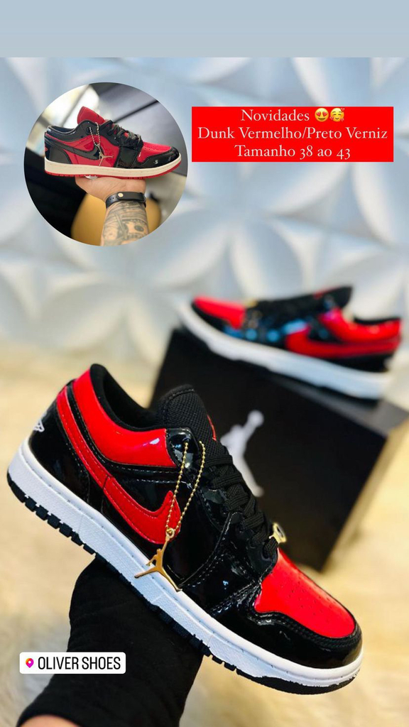 Tênis Nike Dunk Vermelho/Preto Laminado - Oliver Shoes