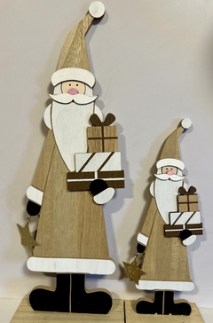 Adorno Conjunto Papai Noel em Madeira